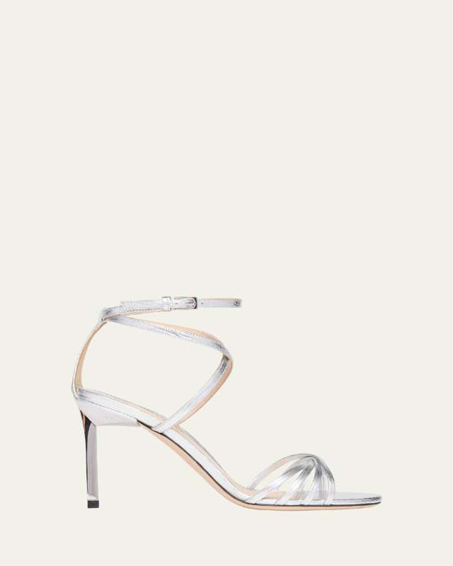 Ida Metallic Leather Ankle-Strap Sandals